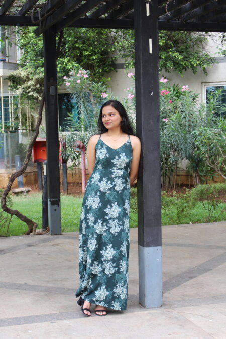 Emerald Blossom Slip Dress